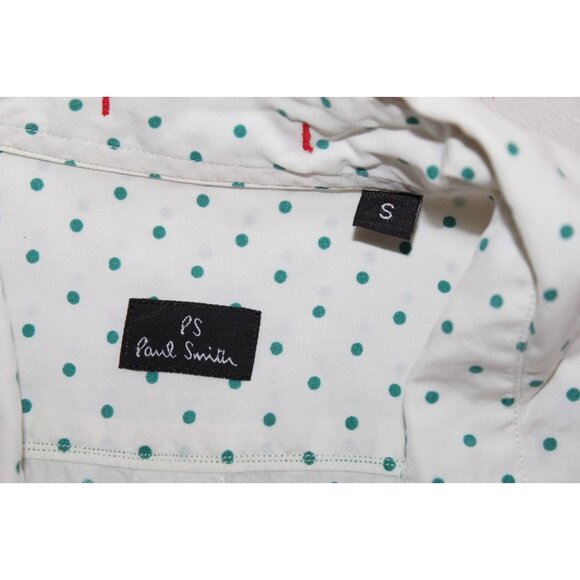 PS Paul Smith Green Polka Dot Short Sleeve Button-Up Shirt Mens Small - Picture 4 of 7